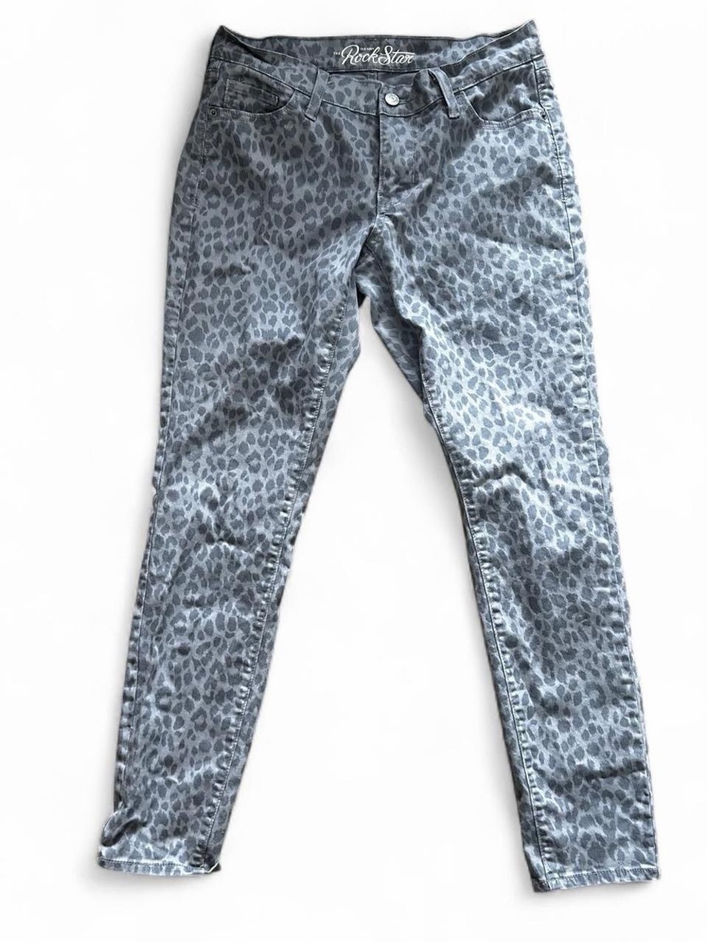 Old Navy Grey and black leopard print Rockstar skinny jeans